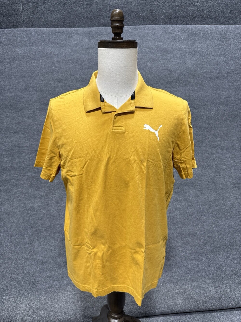 Puma Menâs Large Yellow Polo Shirt Short Sleeve Big Logo Casual Golf Tee